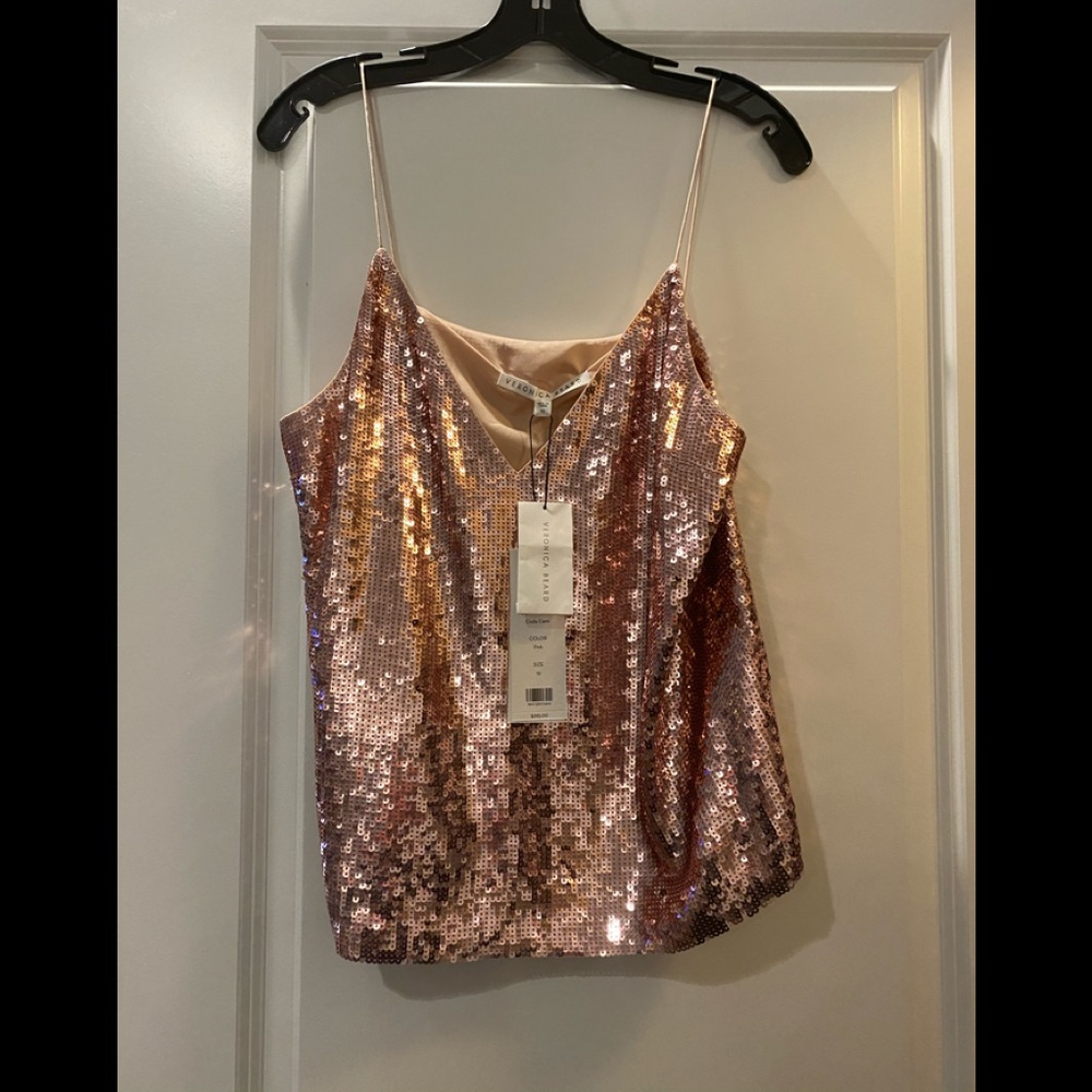 Veronica Beard Rose Gold Sequin Tank Top